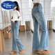 Disney Girls Jeans Frühling und Herbst 2025 Neue Kinderhose Chinesische Kinderstil Big Children's Glockenboden Hosen Frühling und Sommer Dünnstil Hellblau 679 [Sommerstil] 120 cm