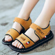 Bafdani Jungen Sandalen echtes Leder 2025 Neue Sommer mittelgroße Kinder weiche Sohle lässige Jungen Beachschuhe Anti-Rutsch-Kinderschuhe 9902 Blau Größe 26 Innere Länge 16,8 cm