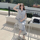 La Chapelle Corée du design de mode de style touchant des vêtements de travail pour les femmes 2025 Summer New Style One Set complet de pantalons larges de pantalons larges en deux pièces de White L 120-130Jin [Jin est égal à 0,5 kg]