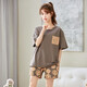 MUJI COM MUJI COM pajamas same style for women, summer pure cotton thin style cute Korean version student short sleeve two-piece suit spring and autumn wide maroon GXT6636 picture color 3XL (recommended 145155Jin [Jin equals 0.5 kg])