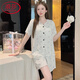 Pajamas modales de Langsha (Langsha) con almohadilla para el pecho para mujeres delgadas de manga corta de verano para mujeres Conjunto de ropa para el hogar transpirable externo simple 838 m [tela modal fría]