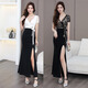 Sexy Kleid KTV Abendkleid Schöne lange Rock Nachtclub Arbeit Kleidung Fußbad Massage Spa Techniker Arbeit Kleidung 3882 Schwarz s H von 85-95jin [Jin gleich 0,5 kg]