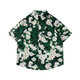 Jiangong flower shirt men's Hawaiian casual Hong Kong style men's floral shirt short-sleeved shirt summer loose beach vacation jacket oil painting flower shirt丨green 2XL (recommended 170-180CM) loose version