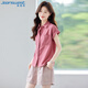 
JEANSWEST shirt for women 2025 summer short-sleeved casual temperament fashionable versatile fashion top for women rose pink M