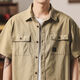 Jeep Spirit Jeep Camisa de manga corta Hombres Summer Men americanos Retro Loose Camisa de trabajo Tope Camina superior Código de hombres 832 Código XL de caqui (145jin [Jin es igual a 0.5 kg] -165Jin [Jin es igual a 0.5 kg])