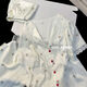 ZIPJBXins Small Cherry Lace-edged Ice Silk Pajamas for Women in Summer Three-Piece Short Sleeve Shorts Pants Home Clothing Thin LW-9207 [Short Sleeve Shorts] M [Suggested 80-100Jin [Jin equals 0.5 kg]]