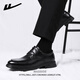 Huili official leather shoes men's summer breathable formal shoes British style derby shoes men's black 42
