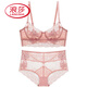 
LangSha Victoria Sexy Embroidery Sexy Lace Covered Bra Collection Lingerie Sponge-free Bra Set Grey [Set] 70B