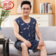 Langsha Baumwollseide Kurzschläfe Herren-Pyjama Sommer mittleren Alters und älterer Vater dünne Baumwollmodal-Eis Silk Home Anzug Set 2694 4xl Empfohlenes Gewicht 190-210jin [Jin entspricht 0,5 kg]