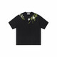 Jiaojing Hash et Cuel American Alphabet Plant Fleur Fleur ronde Coton Heavy Coton T-shirt à manches courtes pour hommes et femmes S1048 # Black M