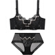 Xia Wa.zhi.Show Unterwäsche Set. Weibliche sexy bra seitenvereinbarete komfortable verstellbare BH-Unterwäsche für Frauen schwarz m 75a mit L_Thick Cup_3.5c