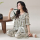 Modal Pyjamas für Frauen im Sommer, Tianshi Baumwolle kurzärmelige, geschnittene Hosen Strickjacke losen dünnen Tupfen lässiger, zufälliger Home-Kleidungsstück 1342 M 80-100jin [Jin gleich 0,5 kg]