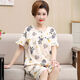Pajama madre de mediana edad para mujeres en verano algodón puro pantalones cortados de manga corta más grasa más ropa de gran tamaño para el hogar Traje de mediana edad y ancianos T3937 2XL (135-155Jin [Jin equivale a 0.5 kg])