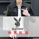 花花公子（PLAYBOY）春秋季新款海宁翻领皮夹克男士韩版修身百搭冬季保暖加绒外套男 9902咖啡 2XL 体重135-150