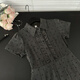 
Chang Luzhu's small age-reducing gray polka dot dress for women's summer new style slimming waist-hugging puff sleeves gentle pleated short G3882#[version-good fabric] S
