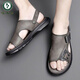 Peíaca Summer Summer Sandalias para hombres NUEVOS CUERO genuino cómodo de la playa anti-slip sandalias de suela suave de la suela suave 9923 38