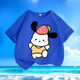 Cute Paccharia Dog Summer New Cartoon Men and Women Medium Large Children Short Sleeve T-shirt Pure Cotton Round Neck Loose and Versatile Children-SL Purple-KX692 Afraid of Dog 140 [Suggested height 130-140 cm]