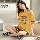 TUCANO; Woodpecker Summer Women's Short Sleeve Cotton Plaid Pajama Set Summer Pure Korean Style Home Clothes Can Be Cartoons Outside Y9858 M (Suggested 75-95Jin [Jin equals 0.5 kg])