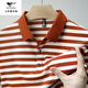 Sept loups Nouveau T-shirt à manches courtes en soie à manches courtes pour hommes d'été d'âge moyen et de papa âgée portent un polo top à rayures minces 829 Gray S 165/105