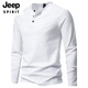 JEEP SPIRIT brand autumn men's pure cotton Henry collar long-sleeved T-shirt youth European and American simple stretch solid color versatile bottoming shirt Navy XL (125Jin Jin is equal to 0.5kg -140Jin Jin is equal to 0.5kg)
