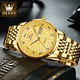 
OLEVS Swiss certified couple watches A pair of fully automatic mechanical watches waterproof and luminous trends Top 10 famous watches for men and women. Upgraded version 6630 couples full gold free engraving