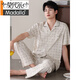 Modal Pure Cotton Men's Pajamas Summer Sighteedededededed Cardigan 2025 Новый высококлассный четырехсезонный летняя домашняя одежда мужская одежда 5009 м (размер 165) рекомендуется носить вес 100-125