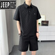 Jeep (Jeep) Camisa de solapa de seda de hielo Traje de manga corta para hombres casuales de 2025 Summer Nuevo deportes sueltos de secado rápido Set de dos piezas Khaki XL 130-145Jin [Jin iguala 0.5 kg]