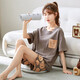 MUJI COM MUJI COM pajamas same style for women, summer pure cotton thin style cute Korean version student short sleeve two-piece suit spring and autumn wide maroon GXT6636 picture color 3XL (recommended 145155Jin [Jin equals 0.5 kg])