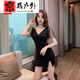 喆炜夜场工作服女夜总会连衣裙女深V礼服足疗足浴技师工作服性感包臀 3883黑色 S  建议80-95斤