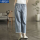 Modal Literary Retro bestickt mit zerrissenen Jeans für Frauen im Sommer- und Herbst-Straight Hosen lose und schlanker Frauen-Kumpel-Hosen A6210# Blau, gute verbesserte Stoffqualität Bessere XL 115-125jin [Jin gleich 0,5 kg]