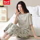 Catman Miiow Pajamas para mujeres en primavera y verano pantalones de manga corta Los estudiantes de estilo coreano puro pueden usar trajes de ropa para el hogar de algodón puro afuera en verano yzt9713 algodón de longitud corta (80-jin [Jin equivale a 0.5 kg])
