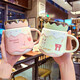 OUOETY Korean Cute Cartoon Rabbit Ceramic Cup for Women with Cover for Students Fresh Milk Coffee Tea Cup Water Cup Mug 878 Cartoon Mirror Green 420ml Free Cup Brush