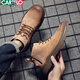 Cartelo Martin Boots Herren Trendy Mid-Top British Style Retro Work Stiefel vielseitige Winter High-Top Herrenschuhe plus Fleece Leder Kurzstiefel 15882 Gelbbraun 41