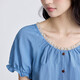 
InMAN French style wood ear short-sleeved shirt for women 2025 summer fashion loose lace round neck pullover shirt Klein Blue XL
