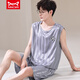 Catman Miiow Summer Ice Seide Pyjamas für Jugendliche dünne extra große Größe Herrenweste ärmellose Shorts Home Clothing Set 9901 Ice Seide M Herrenmodell 80-Jin [Jin entspricht 0,5 kg]