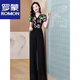 罗蒙（ROMON）长款连体裤女夏2025年新款小香风气质名媛一体式连衣裤 花色【不鎹腰带】 S 100斤内