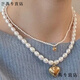 Flash engraved old Phoenix Korean love pearl pure silver necklace fairy versatile style medium necklace Lao Fengxiang same style