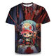 Bamaitu ein Stück Kurzarm ein Stück Zoro Anime T-Shirt Primary- und Sekundarschüler und Teenager 3D-Druck Trendy Top Burning Ace TXU1480 S geeignet für Gewicht 80-90 Jin [Jin gleich 0,5 kg]