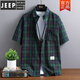 Jeep Spirit Red Paid Short à manches à manches à manches hommes Men Summer Casual American Boys Summer Malf-Maleved Work Shirt Veste 6042S Red Plaid + 6172S Red Plaid L