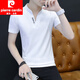Pierre Cardin Xinjiang Cotton T-shirt à manches courtes Marque de mode d'été 2025 Nouvelle chemise de base à manches à manche imprimée en V V.