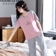 
Victoria's style pure cotton pajamas for women in summer short-sleeved cropped pants suit loose spring and summer can wear home clothes outside. Short-sleeved cropped pants 679 L Recommended 98-115Jin [Jin equals 0.5 kg]