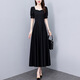 Pier Cardin Black Simple Nouvelle robe pour femmes 2025 Été Nouveau tempérament mère grande taille de taille en milieu de taille jupe tendance 7170 court M