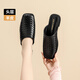ZHR top layer sheepskin slippers for women in summer retro muller style semi-drag women's outer wear commuter women's shoes S677 noble black 34