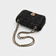CHARLES&KEITH25夏新品时尚菱格链条单肩斜挎小方包七夕礼物CK2-20671747 Black Tweed黑色/白色 S