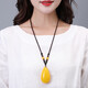 Fat Donglai buys the same style of water drop beeswax amber pendant original stone for old men and women chicken oil yellow safe buckle beeswax water drop necklace