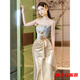 Ma Feixuan golden high-end toast dress new Chinese dressing gown female bride wedding light luxury niche temperament engagement banquet evening dress gold S