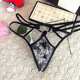 Perverted thong inserted into the anus, men's thong with hollow pouch, big beads, sexy underwear, lace temptation, low waist, black plus 4 cm