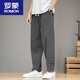 ROMON Chinese style folding linen men's pants summer loose harem pants Tang suit cotton linen casual pants straight trousers white [MK983 striped style] M -120Jin [Jin equals 0.5 kg]