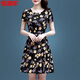 
Hengyuanxiang middle-aged noble ice silk dress for women 2025 new summer short person slim floral skirt 40 to 50 mother suit [ice silk 9904 skirt] 4XL [recommended to wear 150-165]