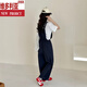 维多利亚的格调2025夏新款女韩版宽松收腰休闲工装背带裤薄款速干直筒阔腿连体裤 深蓝色 M (85-120斤)